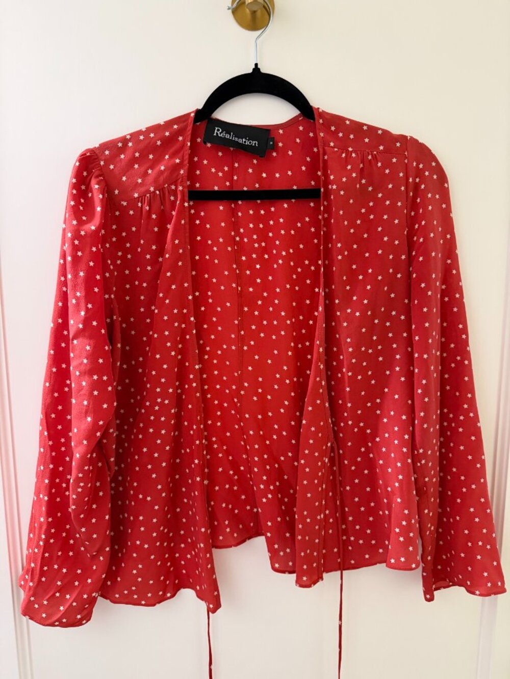 Realisation Par Red Star Wrap Top Coral Long Sleeve